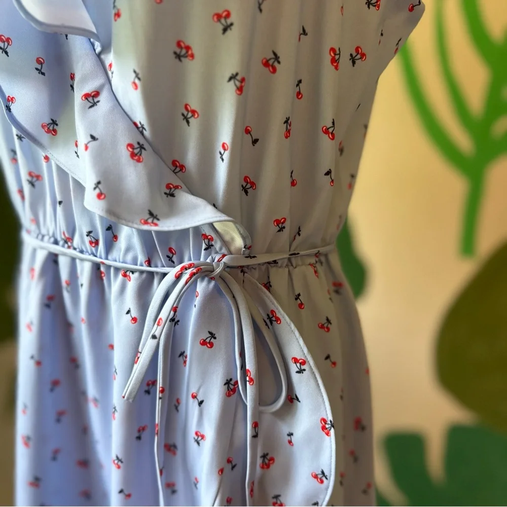 J. Crew Light Blue Floral Ruffle Wrap Dress